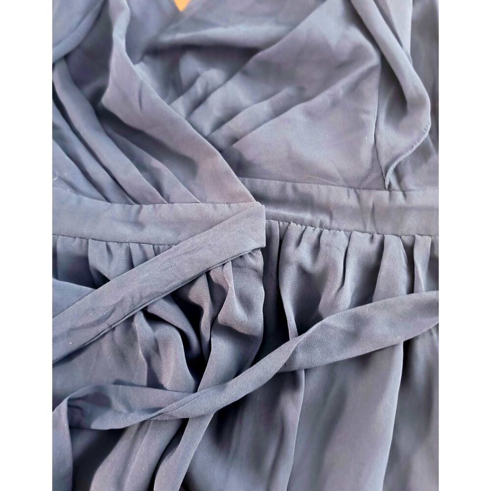 Lulus Convincing Grace Navy Blue Flutter Sleeve Wrap Maxi Dress Women's L - Picture 7 of 14